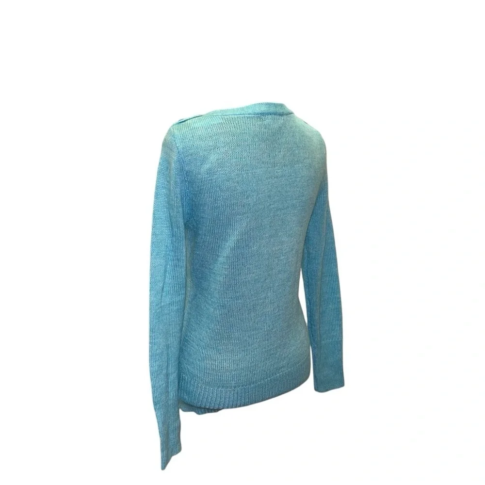 J. Crew Sky Blue Wool Mohair Blend Boat Neck Knit Sweater Size S
